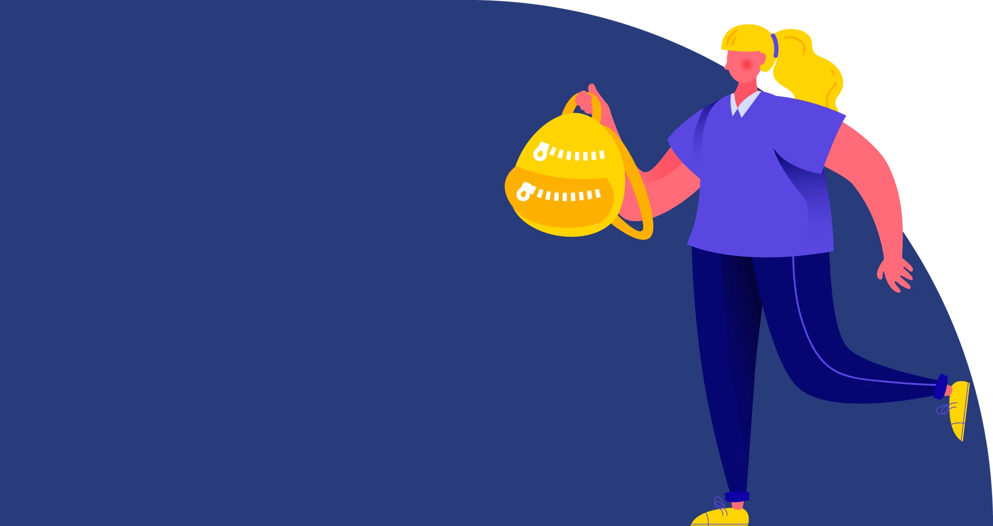 Cartoon woman holding bag