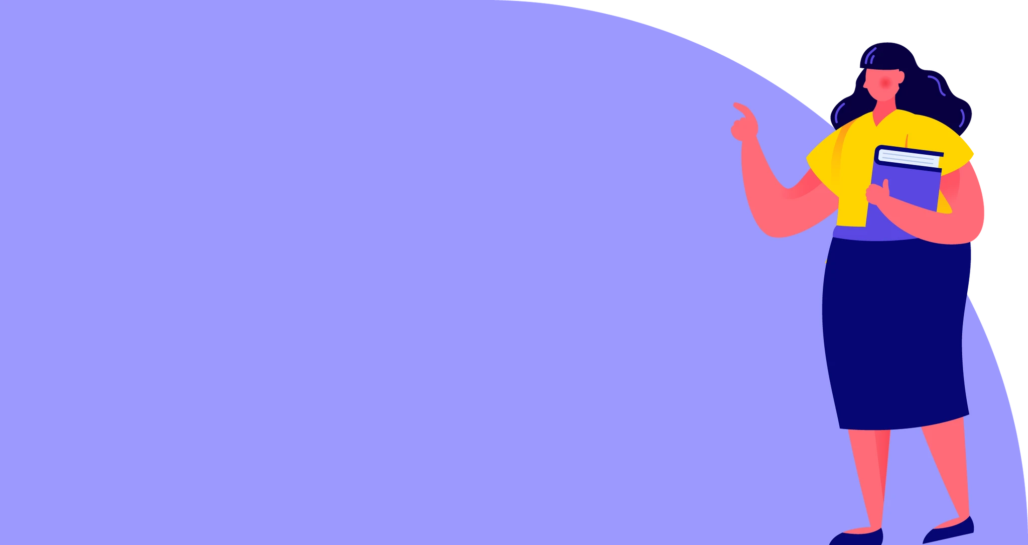 Illustration of a woman with a closed book in her arm