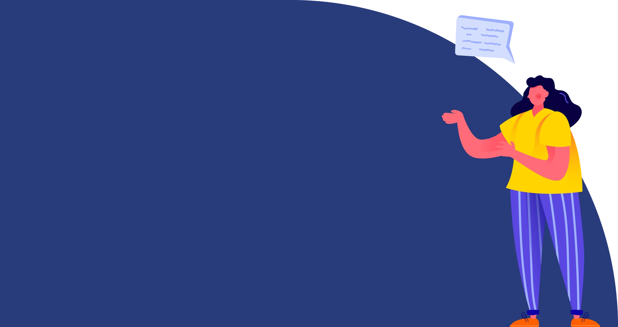 Illustration of a woman with a speech bubble coming out of her mouth