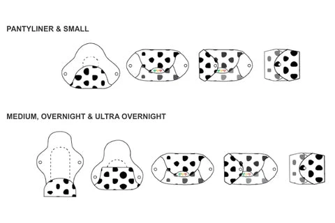 Diagram showing different folding methods for hannahpads
